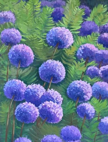 Blue flowers/ Blue and green/Oil painting thumb