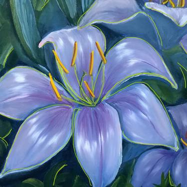 Oil painting, fantasy white lily, print thumb