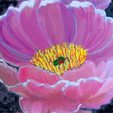 Artwork, oil painting on canvas, peony thumb