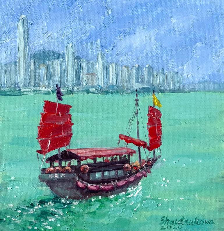 Print of Fine Art Boat Painting by Yulia Shautsukova