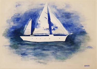 Original Figurative Boat Painting by Oxana Cakici