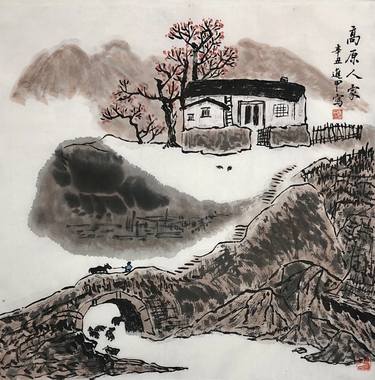 Original Art Deco Landscape Paintings by Yiwu Shen