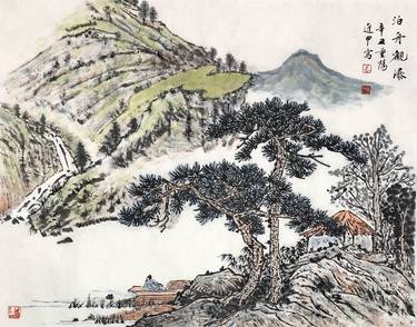 Original Art Deco Landscape Paintings by Yiwu Shen