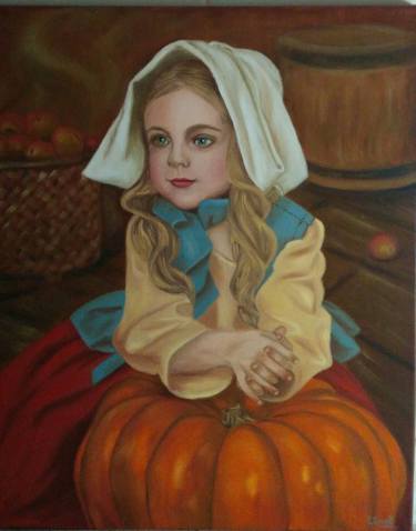 Girl with pumpkin. Chilldren series. thumb
