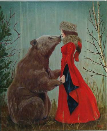 Bear and girl in red thumb