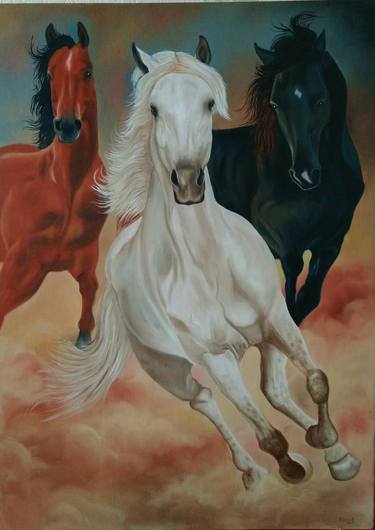Print of Impressionism Horse Paintings by Elena Pimenova