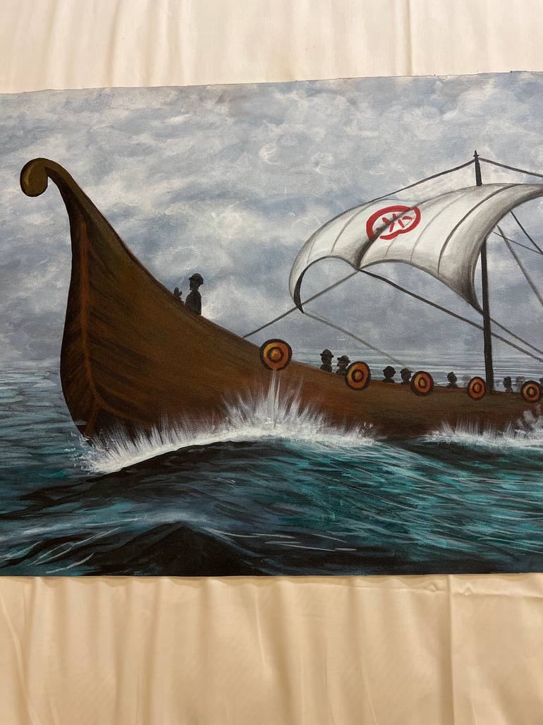 Original Art Deco Boat Painting by Gaurangi Gupta