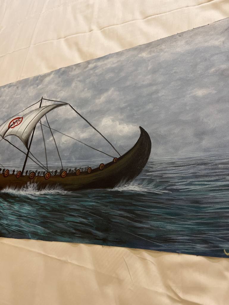 Original Realism Boat Painting by Gaurangi Gupta