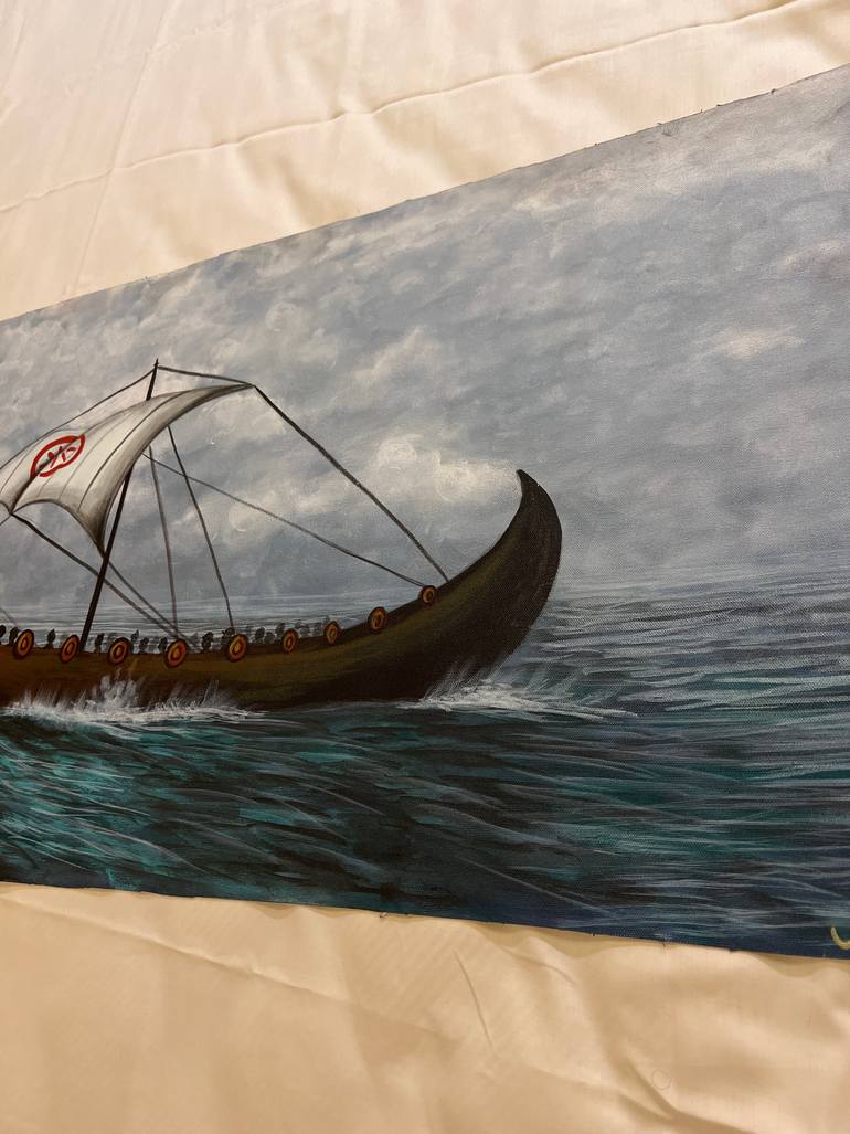 Original Art Deco Boat Painting by Gaurangi Gupta