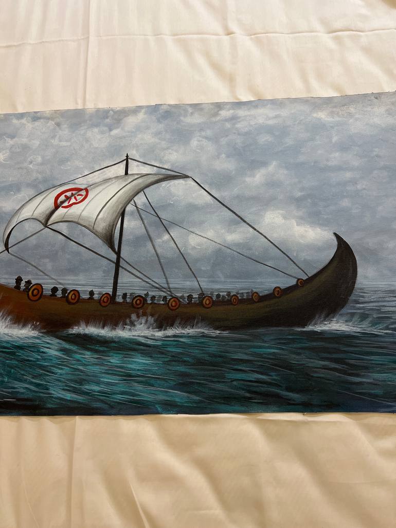 Original Art Deco Boat Painting by Gaurangi Gupta