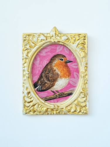 European robin, part of framed animal series "festum animalium" thumb