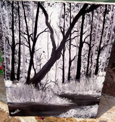 Black and White mystic dark snow painting thumb