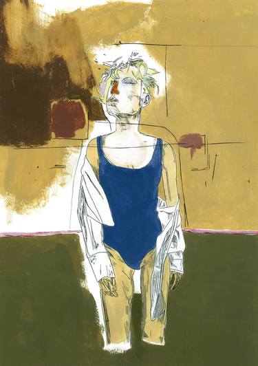 Original Figurative Women Drawings by A A PERDOMO