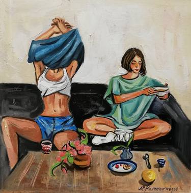 Original Figurative Women Paintings by Marina Koutsospyrou