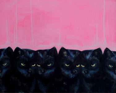 Original Abstract Expressionism Cats Paintings by Hannah Weatherhead