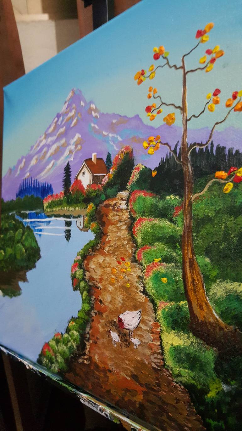 Original Art Deco Nature Painting by Shamsa Shabbir