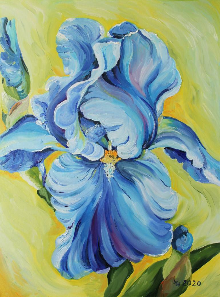 Blue Iris Painting by Inga Shcherbakova-Dolgaya | Saatchi Art