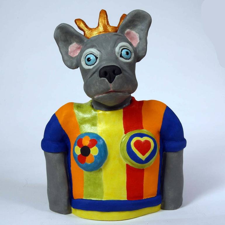 Original Pop Art Dogs Sculpture by Fiona Hodges