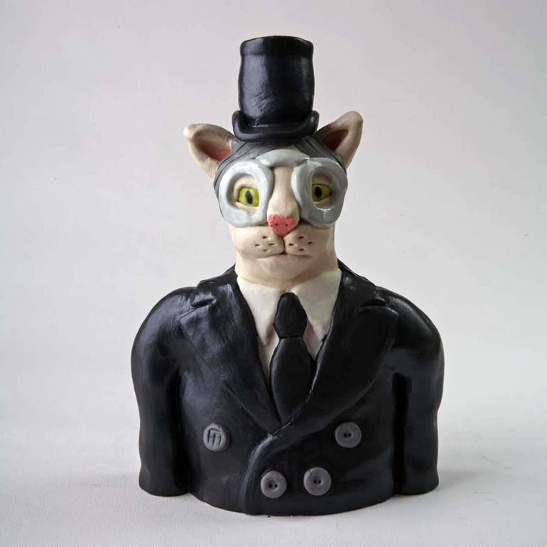 Original Contemporary Cats Sculpture by Fiona Hodges