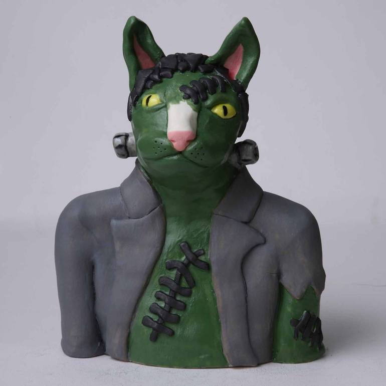 Original 3d Sculpture Cats Sculpture by Fiona Hodges
