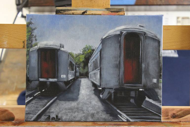 Original Fine Art Train Painting by Duane Brown