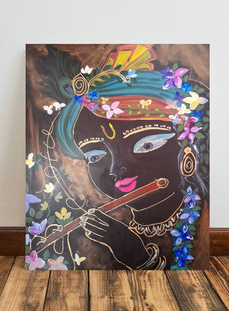 krishna handmade painting Painting by mahi creatives | Saatchi Art