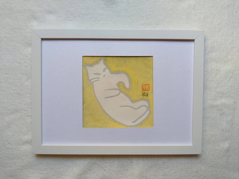 Original Minimalism Cats Drawing by Saku Kuronashi