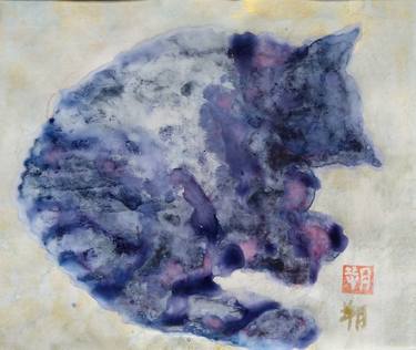 Original Minimalism Cats Paintings by Saku Kuronashi