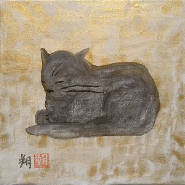 Original Minimalism Cats Paintings by Saku Kuronashi