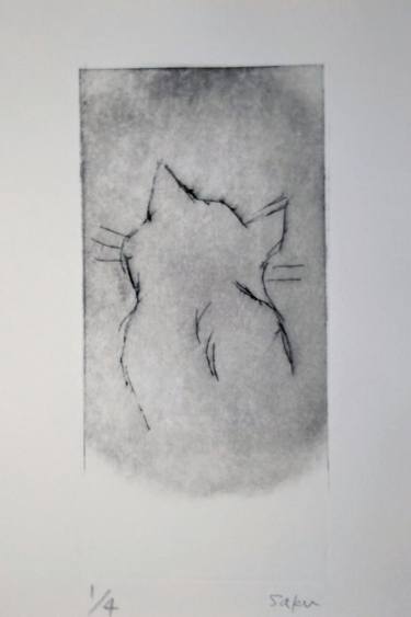 Print of Minimalism Cats Printmaking by Saku Kuronashi