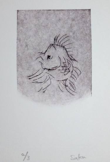 Print of Minimalism Fish Printmaking by Saku Kuronashi