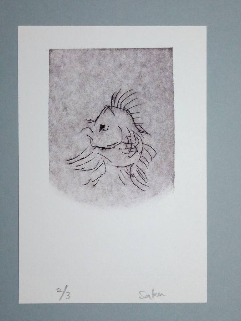 Original Fish Printmaking by Saku Kuronashi