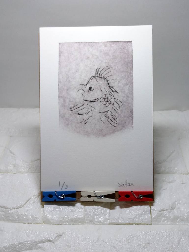 Original Fish Printmaking by Saku Kuronashi