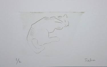 Print of Cats Printmaking by Saku Kuronashi