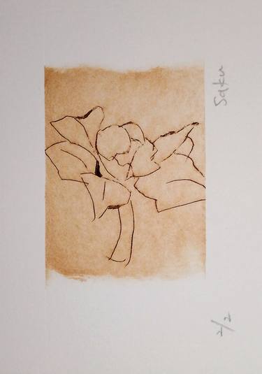 Print of Minimalism Floral Printmaking by Saku Kuronashi