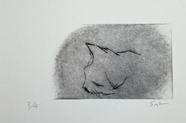 Print of Minimalism Cats Printmaking by Saku Kuronashi