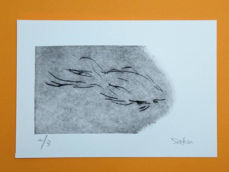 Original Minimalism Fish Printmaking by Saku Kuronashi