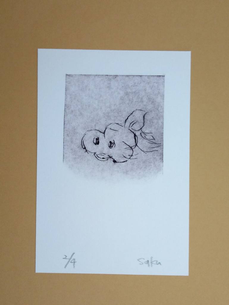 Original Minimalism Fish Printmaking by Saku Kuronashi