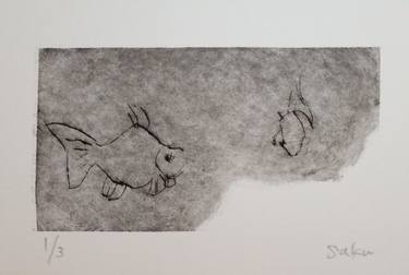 Print of Fish Printmaking by Saku Kuronashi