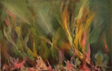 Original Abstract Expressionism Botanic Paintings by Christine Arlert