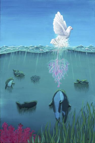 Print of Surrealism Seascape Paintings by Yesenia Reyes