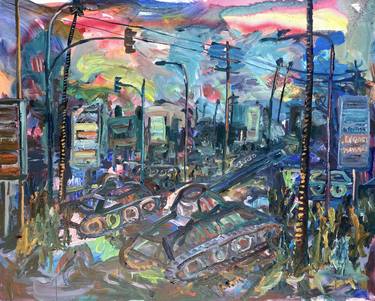 Original Abstract Cities Paintings by John Kilduff