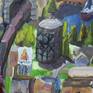 This painting was in the "Some Paintings", LA Weekly Biennial 2008 show.
It is my memory of my childhood model train set.