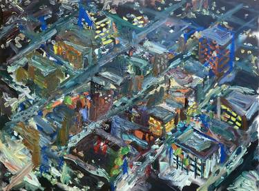 Original Abstract Expressionism Cities Paintings by John Kilduff