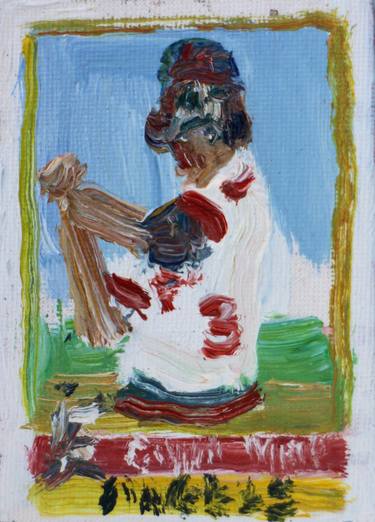 Jackie Robinson 11x14 Acrylic on Canvas Panel Original Painting by Philip  Zukor