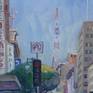 Large plein air painting (painted on location) of 8th and Broadway, Los Angeles, California.