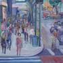 Large plein air painting (painted on location) of 8th and Broadway, Los Angeles, California.