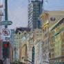 Plein air painting (painted on location) on 7th and Broadway in Downtown Los Angeles, California. This painting won 1st place in Oils at the Los Angeles Plein Air Festival 2015.