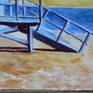 Watercolor painting of a Zuma Beach Life guard tower in Malibu, California. Painted on a full sheet of Arches 140lb cold press watercolor paper.