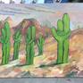 Years ago, I was in Arizona and I saw Saguaro Cactus everywhere. The cactus looked like humans embracing each other...so I did a quick drawing of it and now years later, I did a painting of it.
